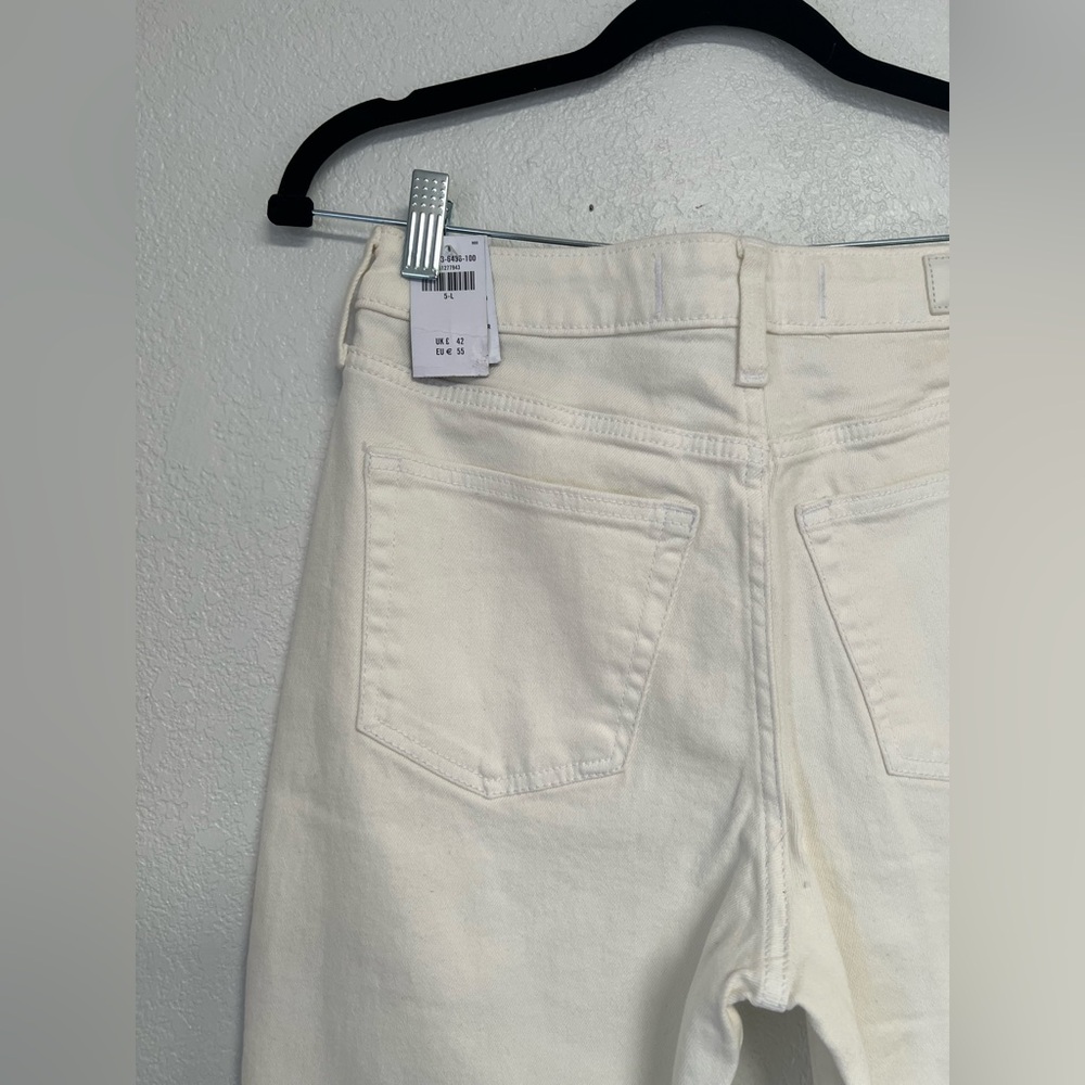 Hollister Ultra High Rise Vintage Straight Jeans Cream White Raw Hem Size 5L W27 - Picture 6 of 7